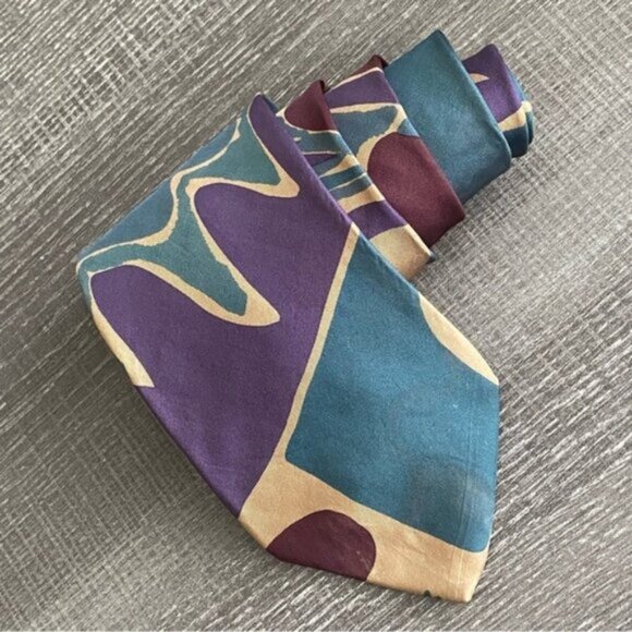VINTAGE Pierre Balmain Paris Neck Tie 100% Italian Silk Abstract Print 64" Long - Picture 6 of 6